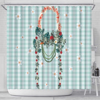 Turquoise Hawaiian Palaka Shower Curtain Kukui Nut Money Lei LT9 - Polynesian Pride
