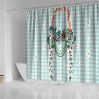 Turquoise Hawaiian Palaka Shower Curtain Kukui Nut Money Lei LT9 - Polynesian Pride