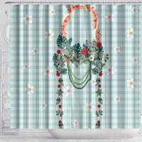 Turquoise Hawaiian Palaka Shower Curtain Kukui Nut Money Lei LT9 - Polynesian Pride