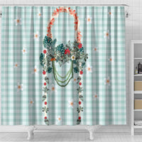Turquoise Hawaiian Palaka Shower Curtain Kukui Nut Money Lei LT9 - Polynesian Pride