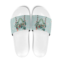 Turquoise Hawaiian Palaka Slide Sandals Kukui Nut Money Lei LT9 Turquoise - Polynesian Pride