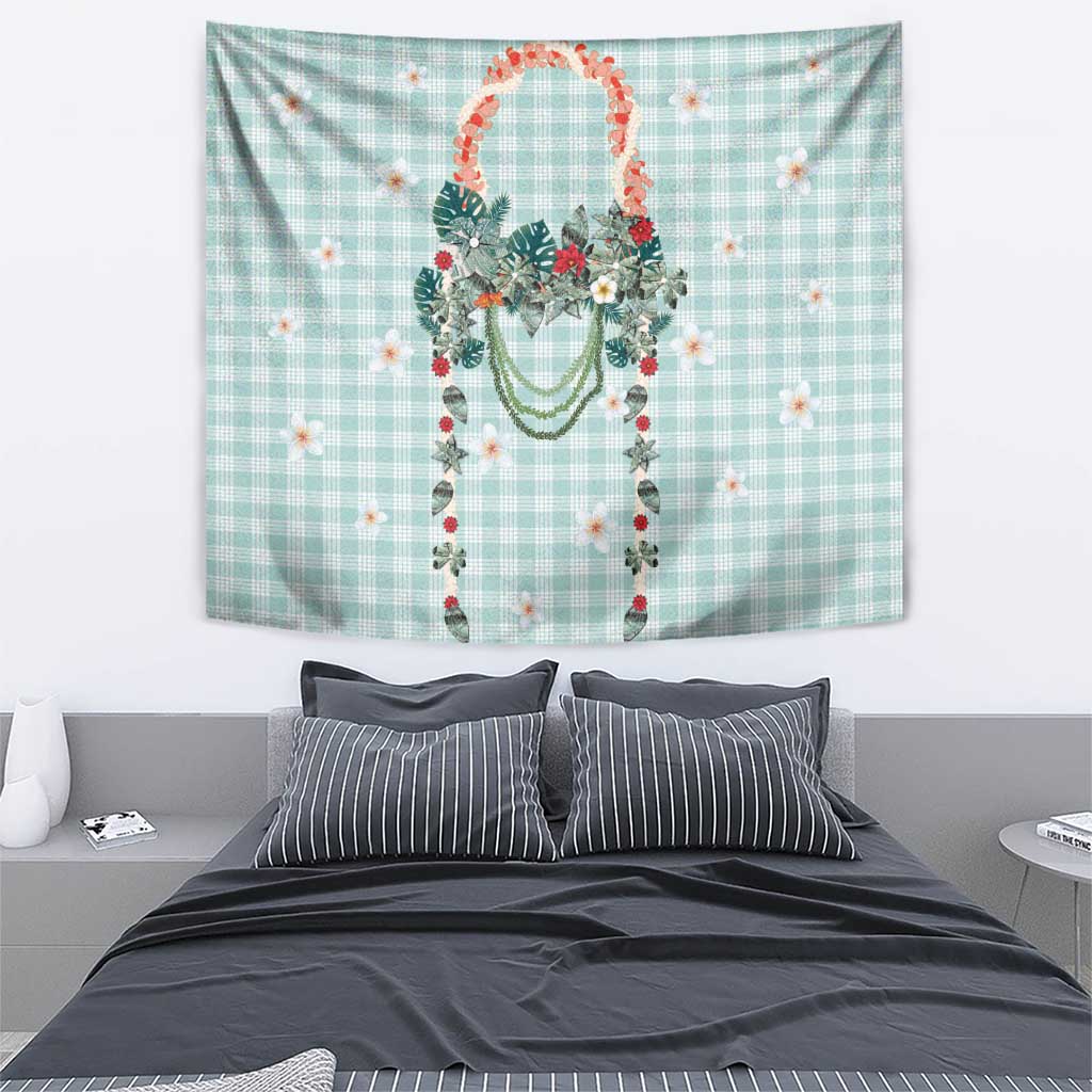 Turquoise Hawaiian Palaka Tapestry Kukui Nut Money Lei LT9 - Polynesian Pride