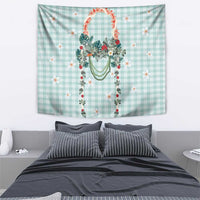Turquoise Hawaiian Palaka Tapestry Kukui Nut Money Lei LT9 - Polynesian Pride