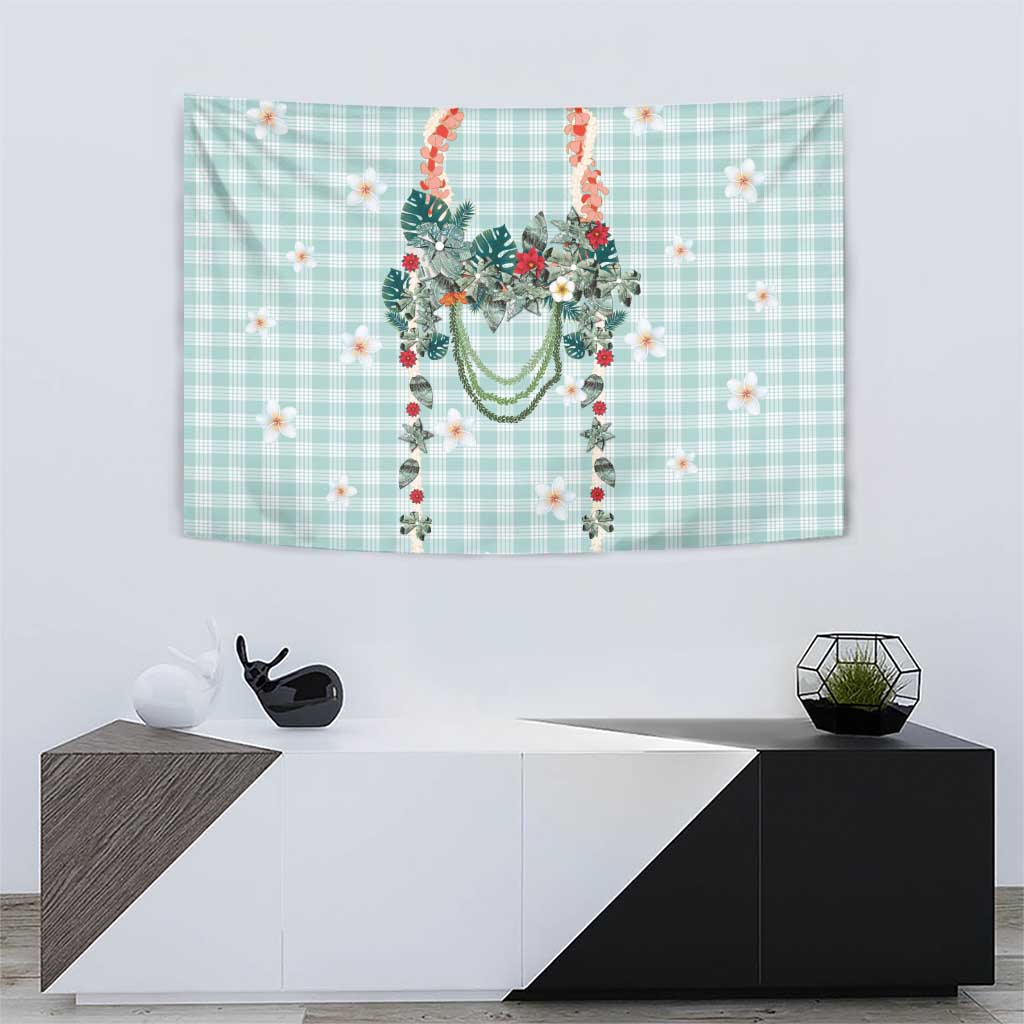 Turquoise Hawaiian Palaka Tapestry Kukui Nut Money Lei LT9 - Polynesian Pride