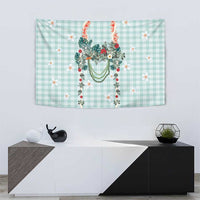 Turquoise Hawaiian Palaka Tapestry Kukui Nut Money Lei LT9 - Polynesian Pride