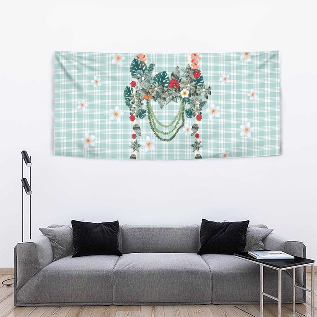Turquoise Hawaiian Palaka Tapestry Kukui Nut Money Lei LT9 - Polynesian Pride