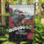 Meri Kirihimete Tuatara Garden Flag New Zealand Fern with Puhutukawa Flowers