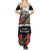 Meri Kirihimete Tuatara Summer Maxi Dress New Zealand Fern with Puhutukawa Flowers