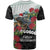 Meri Kirihimete Tuatara T Shirt New Zealand Fern with Puhutukawa Flowers