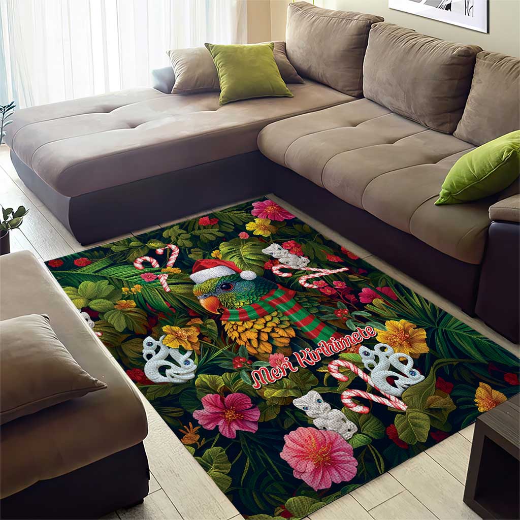 Meri Kirihimete Kakapo Santa Area Rug Merry Christmas with Tropical Vibe LT9 - Polynesian Pride