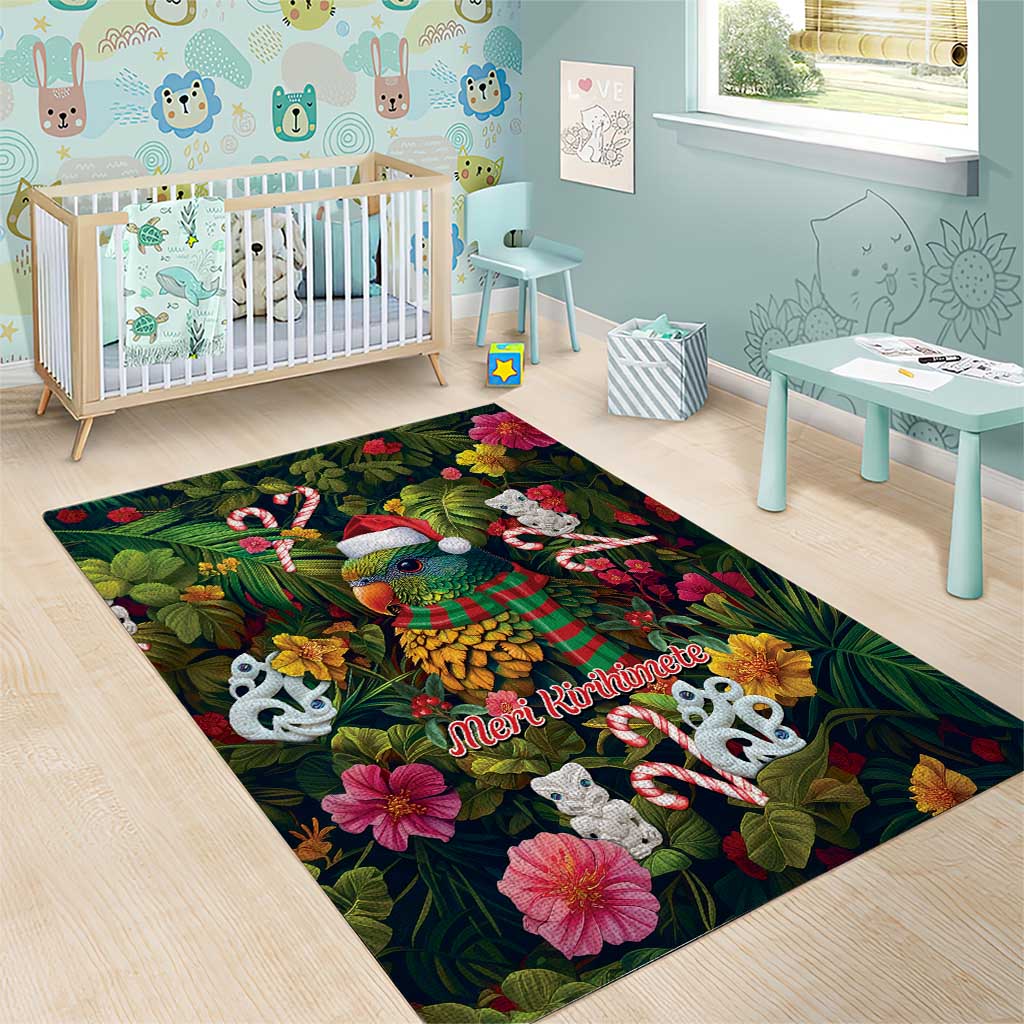 Meri Kirihimete Kakapo Santa Area Rug Merry Christmas with Tropical Vibe LT9 - Polynesian Pride