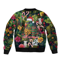 Meri Kirihimete Kakapo Santa Sleeve Zip Bomber Jacket Merry Christmas with Tropical Vibe LT9 - Polynesian Pride