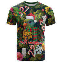 Meri Kirihimete Kakapo Santa T Shirt Merry Christmas with Tropical Vibe LT9 Green - Polynesian Pride