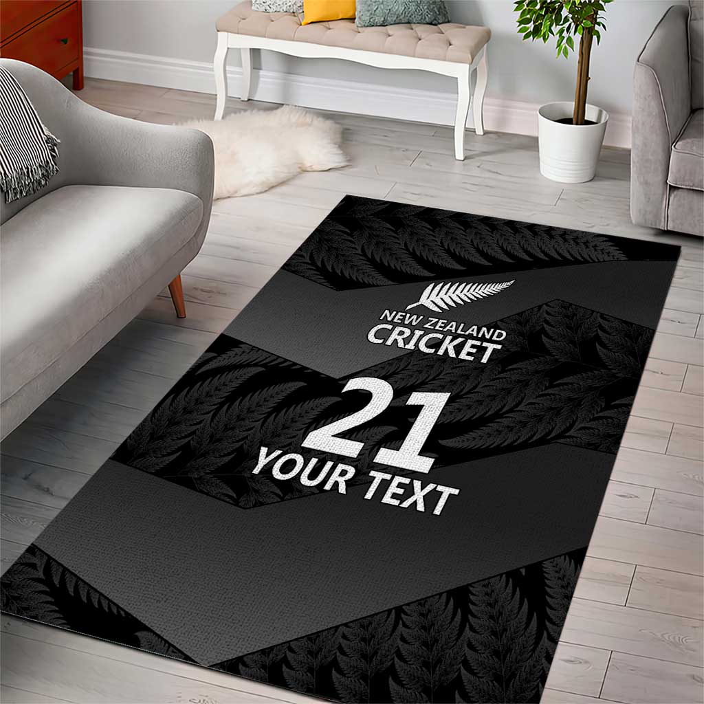 New Zealand Cricket Custom Area Rug Potae Pango Black Fern Pattern LT9 - Polynesian Pride