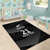 New Zealand Cricket Custom Area Rug Potae Pango Black Fern Pattern LT9 - Polynesian Pride