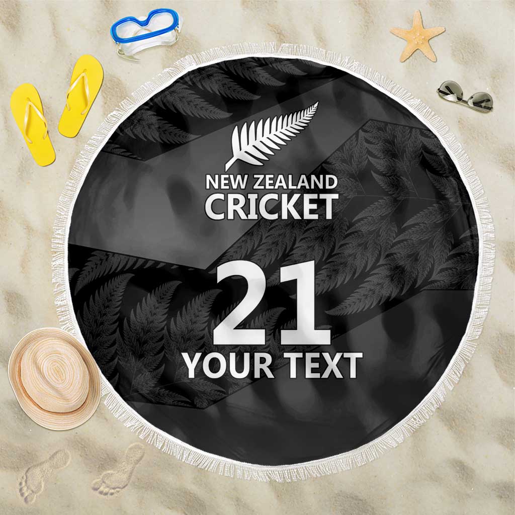 New Zealand Cricket Custom Beach Blanket Potae Pango Black Fern Pattern LT9 One Size 150cm Black - Polynesian Pride