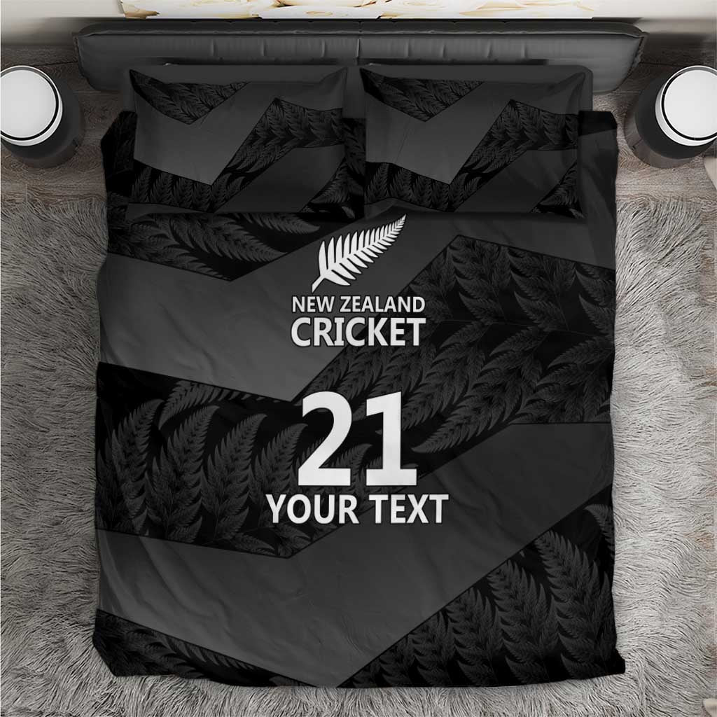 New Zealand Cricket Custom Bedding Set Potae Pango Black Fern Pattern LT9 Black - Polynesian Pride