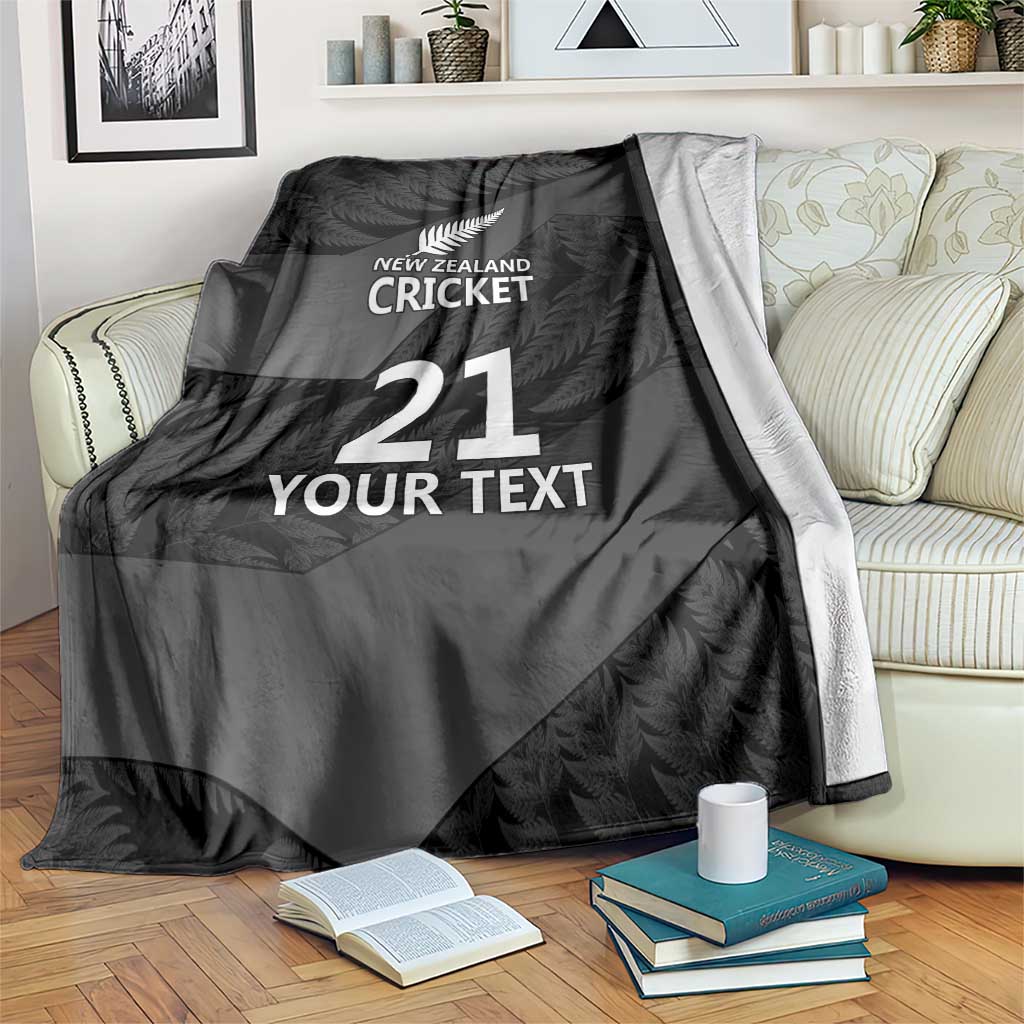 New Zealand Cricket Custom Blanket Potae Pango Black Fern Pattern LT9 Black - Polynesian Pride