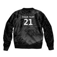 New Zealand Cricket Custom Bomber Jacket Potae Pango Black Fern Pattern LT9 - Polynesian Pride