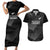 New Zealand Cricket Custom Couples Matching Short Sleeve Bodycon Dress and Hawaiian Shirt Potae Pango Black Fern Pattern