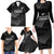 New Zealand Cricket Custom Family Matching Long Sleeve Bodycon Dress and Hawaiian Shirt Potae Pango Black Fern Pattern