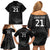 New Zealand Cricket Custom Family Matching Off Shoulder Short Dress and Hawaiian Shirt Potae Pango Black Fern Pattern