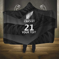 New Zealand Cricket Custom Hooded Blanket Potae Pango Black Fern Pattern LT9 - Polynesian Pride