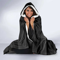New Zealand Cricket Custom Hooded Blanket Potae Pango Black Fern Pattern LT9 - Polynesian Pride