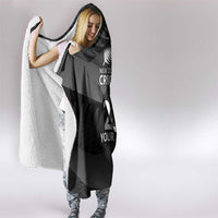 New Zealand Cricket Custom Hooded Blanket Potae Pango Black Fern Pattern LT9 - Polynesian Pride