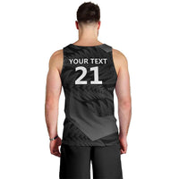 New Zealand Cricket Custom Men Tank Top Potae Pango Black Fern Pattern LT9 - Polynesian Pride