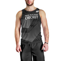 New Zealand Cricket Custom Men Tank Top Potae Pango Black Fern Pattern LT9 - Polynesian Pride