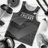 New Zealand Cricket Custom Men Tank Top Potae Pango Black Fern Pattern LT9 - Polynesian Pride