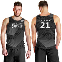 New Zealand Cricket Custom Men Tank Top Potae Pango Black Fern Pattern LT9 - Polynesian Pride