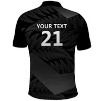 New Zealand Cricket Custom Polo Shirt Potae Pango Black Fern Pattern LT9 - Polynesian Pride