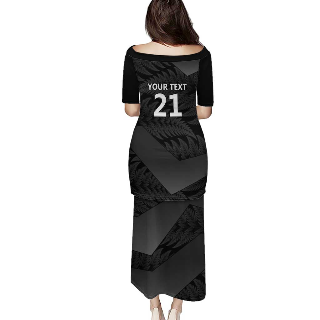 New Zealand Cricket Custom Puletasi Potae Pango Black Fern Pattern LT9 - Polynesian Pride