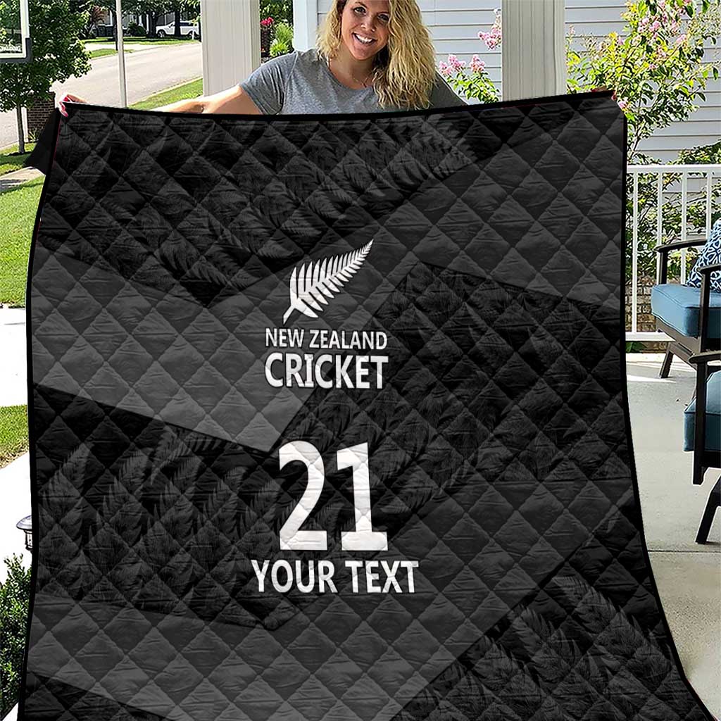 New Zealand Cricket Custom Quilt Potae Pango Black Fern Pattern LT9 Black - Polynesian Pride