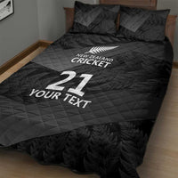 New Zealand Cricket Custom Quilt Bed Set Potae Pango Black Fern Pattern LT9 - Polynesian Pride