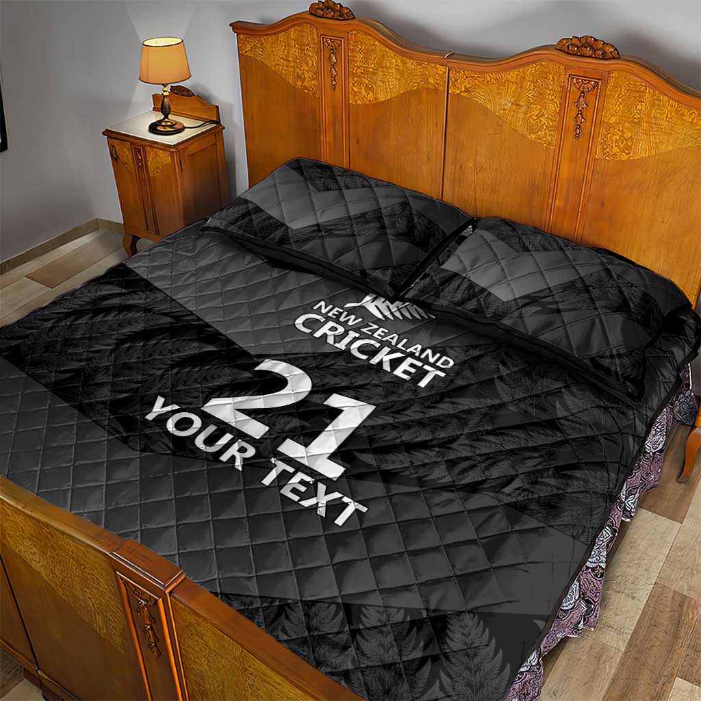 New Zealand Cricket Custom Quilt Bed Set Potae Pango Black Fern Pattern LT9 - Polynesian Pride