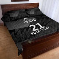 New Zealand Cricket Custom Quilt Bed Set Potae Pango Black Fern Pattern LT9 - Polynesian Pride