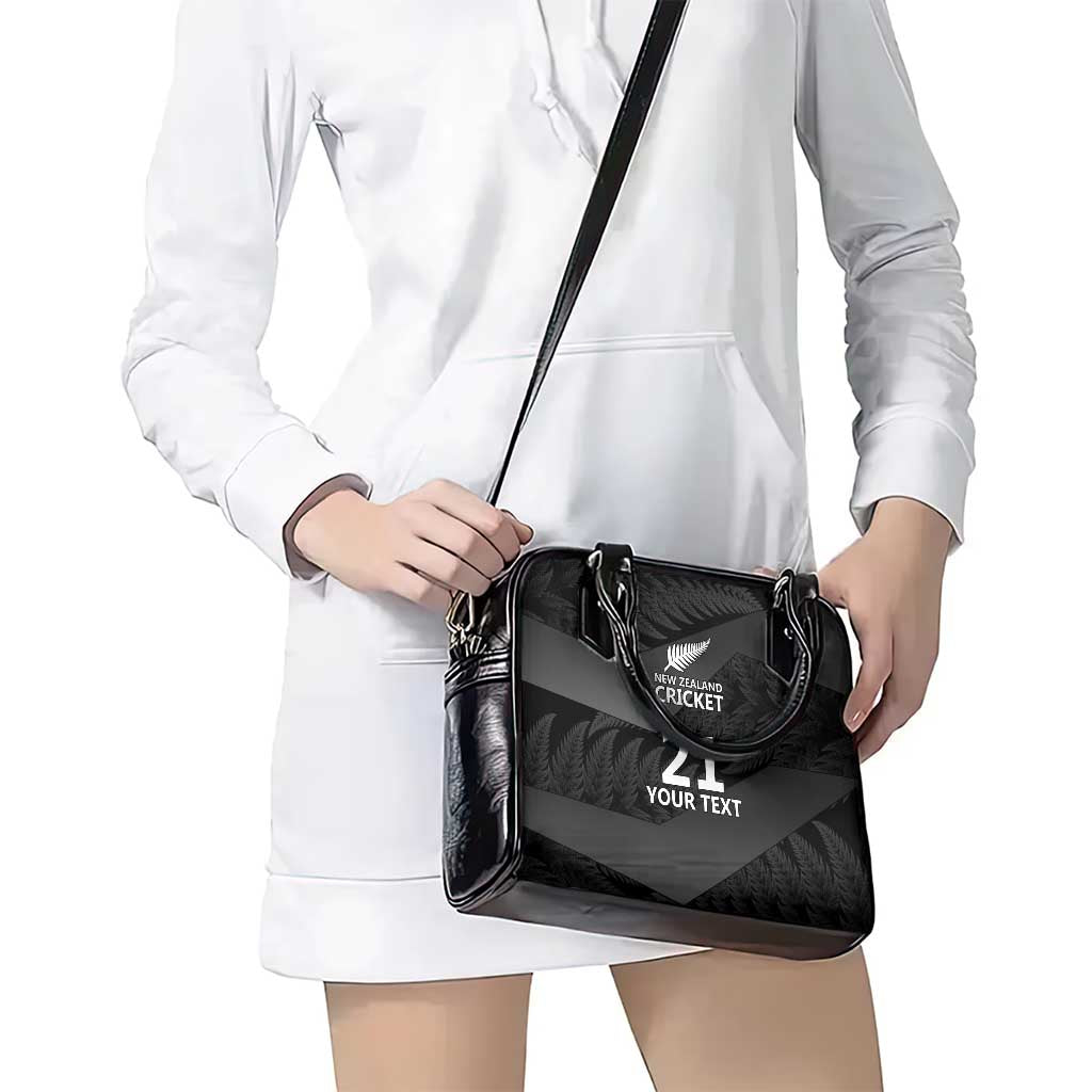 New Zealand Cricket Custom Shoulder Handbag Potae Pango Black Fern Pattern LT9 - Polynesian Pride