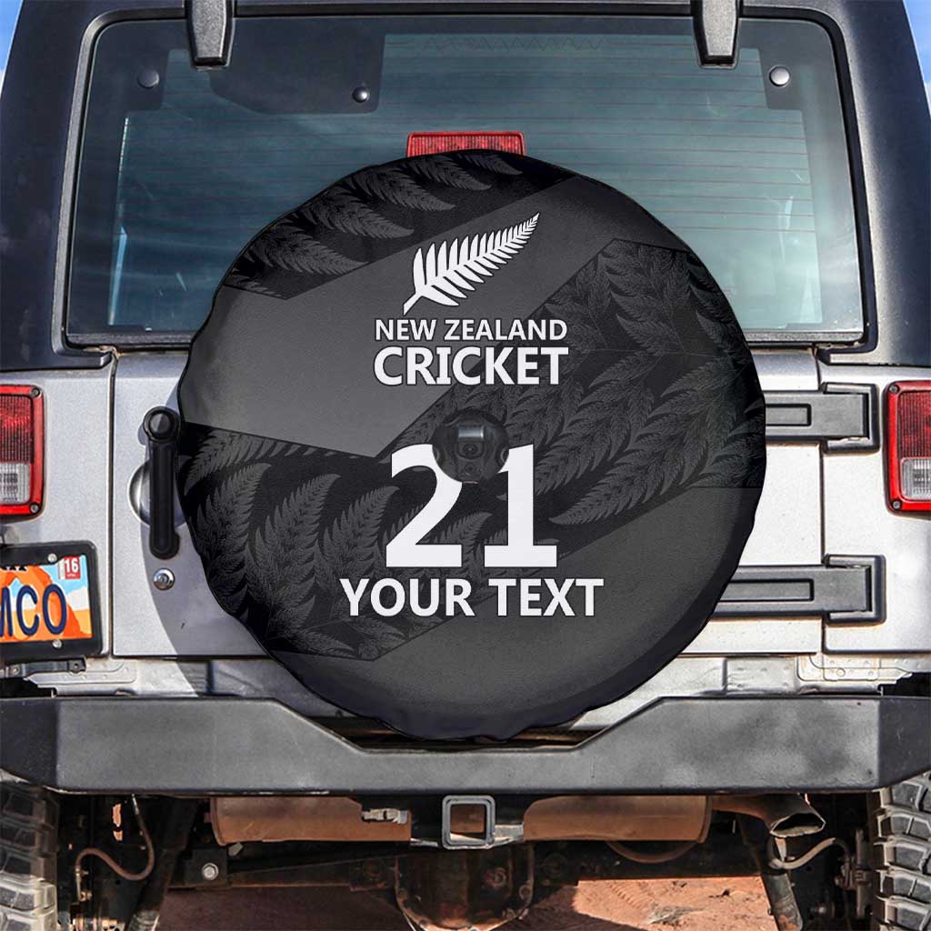 New Zealand Cricket Custom Spare Tire Cover Potae Pango Black Fern Pattern