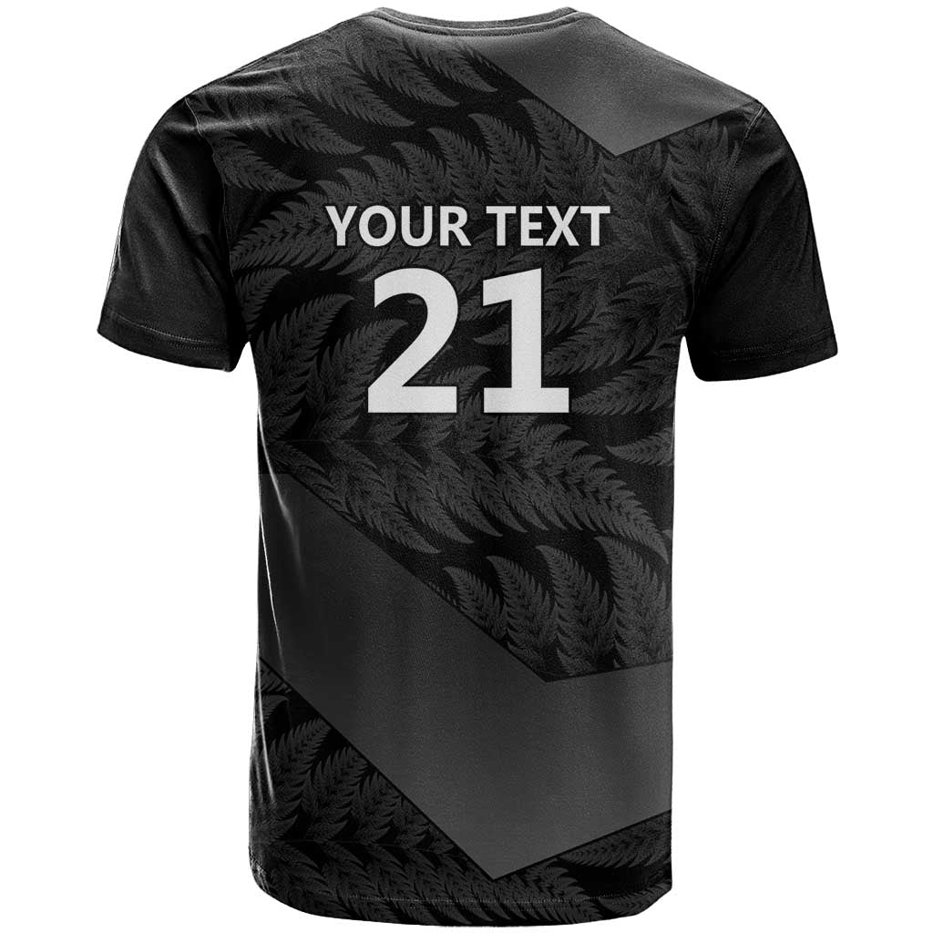 New Zealand Cricket Custom T Shirt Potae Pango Black Fern Pattern LT9 - Polynesian Pride