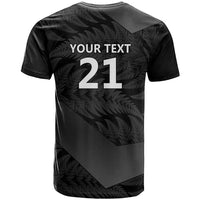 New Zealand Cricket Custom T Shirt Potae Pango Black Fern Pattern LT9 - Polynesian Pride