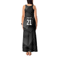 New Zealand Cricket Custom Tank Maxi Dress Potae Pango Black Fern Pattern LT9 - Polynesian Pride