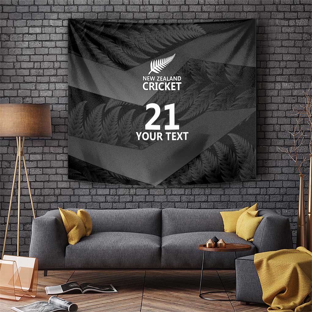 New Zealand Cricket Custom Tapestry Potae Pango Black Fern Pattern LT9 Black - Polynesian Pride