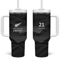 New Zealand Cricket Custom Tumbler With Handle Potae Pango Black Fern Pattern LT9 One Size: 40 oz Black - Polynesian Pride