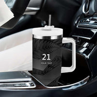 New Zealand Cricket Custom Tumbler With Handle Potae Pango Black Fern Pattern LT9 - Polynesian Pride