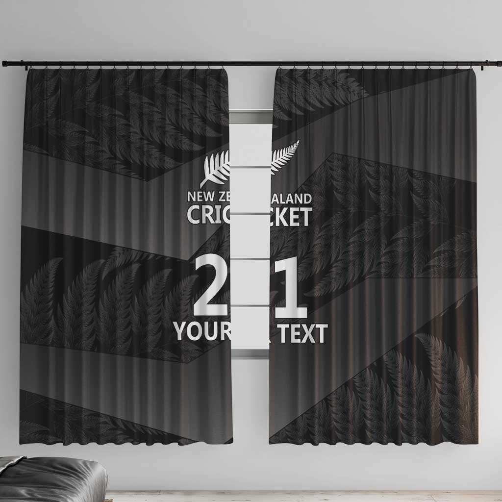 New Zealand Cricket Custom Window Curtain Potae Pango Black Fern Pattern LT9 With Hooks Black - Polynesian Pride