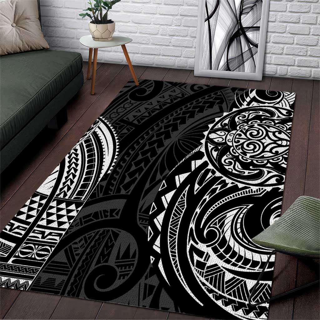 Polynesian Turtle Tribal Tattoo Area Rug Black Style LT9 Black - Polynesian Pride