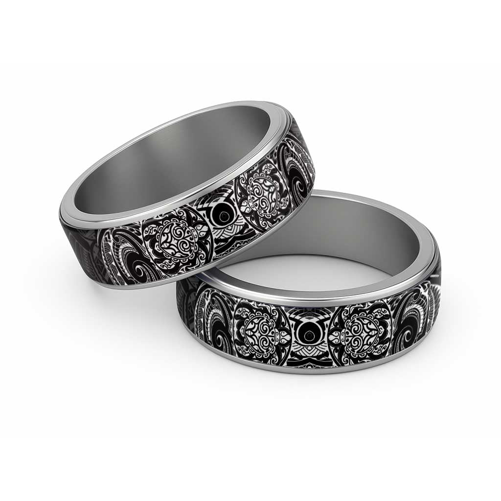 Polynesian Turtle Tribal Tattoo Classic Ring Black Style LT9 Sliver Black - Polynesian Pride